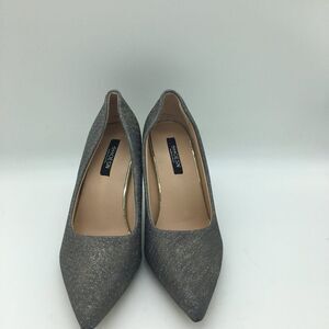 Grey Women Mid Heel Pumps Pointed Toe Dress Shoes